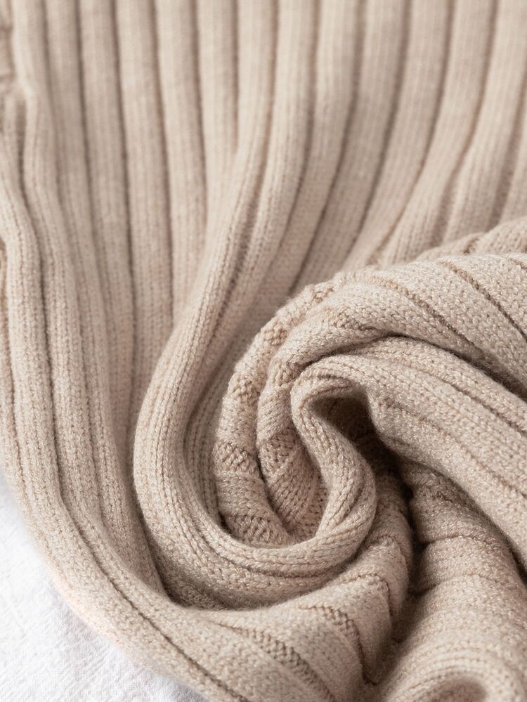 Franclia Light Beige Autumn Casual School Elegant Three-Dimensional Pitted Frill Long-Sleeved Knit Bottoming Sweater Winter Commuting Business Home Office - Khaki - View 8