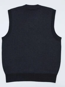 Manfinity CasualKnits 男士針織提花菱格紋背心外套 - 藏蓝色 - 查看 5