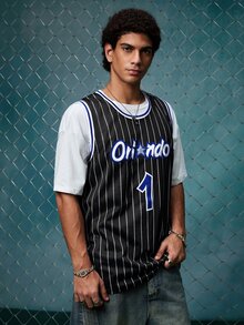 EVRINFINITE Men's Basketball Jersey, Black, 1pc, Embroidered Sports Tank Top Spring Fall - Black - View 5
