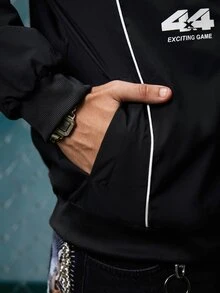 EVRINFINITE 男士长袖休闲撞色字母印花户外防风夹克，秋季款 - 彩色 - 查看 6