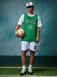 EVRINFINITE Men's Basketball Jersey, #33, Green, Embroidered Sports Tank Top Spring Fall - Pure Green - View 3