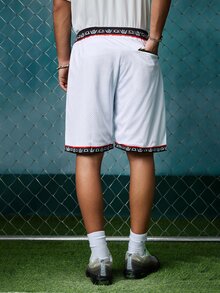 EVRINFINITE 12XL Men's White Basketball Shorts, Casual Embroidered Stitched Zipper Pockets, Suitable For Party And Sports Wear Fall - White - View 2