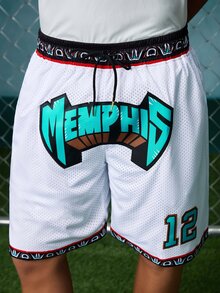 EVRINFINITE 12XL Men's White Basketball Shorts, Casual Embroidered Stitched Zipper Pockets, Suitable For Party And Sports Wear Fall - White - View 5