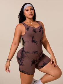 Easithlete Women's Plus Size Colorblock Slim Fit Athletic Jumpsuit - Coffee Brown - View 3