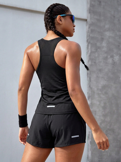 Solea Cove Solea Cove Women's Racerback Tank Top And Shorts Sports Athleisure Casual Set Gym Black Summer