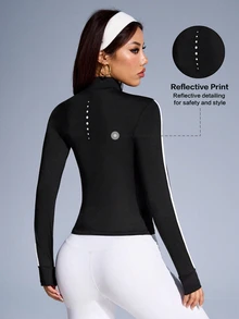 Dewbera Dewbera Contrast Trim Stand Collar Fitted Sports Jacket - Black - View 6