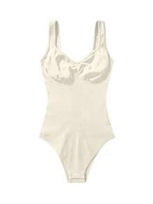 Slayform Slayform Seamless Yoga High Stretch Jumpsuit With Built-In Padded Bra - Beige - View 5