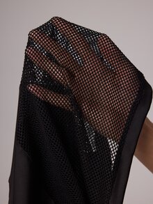 SHEIN Sports Hollow-Out Patchwork Cropped Sweatshirt - Black - View 9