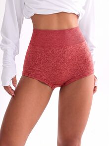 SHEIN Sports 女款高腰休閒百搭日常旅行運動短褲 - 紅色 - 查看 5