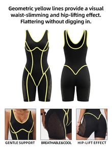 Core Rhythm Women's Casual Versatile Striped Colorblock Sports Romper - Black - View 6