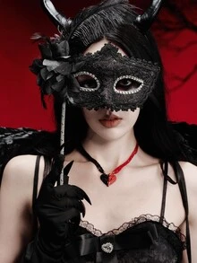 MortiRose قناع يدوي نصف الوجه للنساء، مزين بأحجار الراين الملونة وريش النعام الاصطناعي مع زهرة جانبية، غامض ومثير لحفلات التنكر - متعدد الألوان - مشاهدة 6