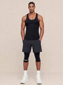 OTTIMOZO Men's Casual Sports Letter Print Sleeveless Vest, Loose Fit For Summer, Gym Black - Black - View 3
