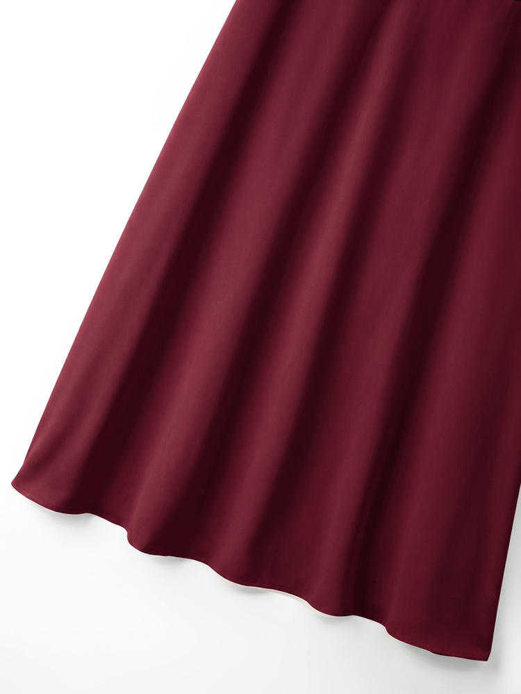 GlowEve CURVE Plus Size Women's Spring/Summer Fashion Elegant Commute Date Waist-Cinching Metal Buckle Decor A-Line Skirt Fall - Burgundy - View 5