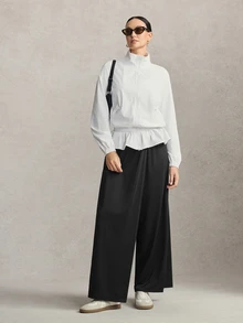 Activina Modest Long Middle Eastern Style Long Woven Non-Stretch Sports Jacket Breathable Soft Fabric Casual White Workout Summer Autumn All Season - White - View 3