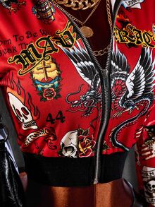 Amplova Hoodie Wanita Seksi Gaya Jalanan dengan Motif Halloween, Cetak Penuh, Resleting Depan dan Tengah, Potongan Pendek, Cocok untuk Pesta Kampus, Acara, dan Gaya Jalanan. - Krem - View 6