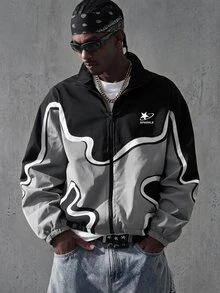 Manfinity EMRG Men's Autumn Casual Colorblock Patchwork Jacket - Multicolor - View 3