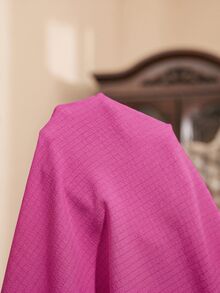 Côtesoire Southern French Mature Elegant Bubble Crinkle Open Front Women's Pajama Set - Hot Pink - View 7