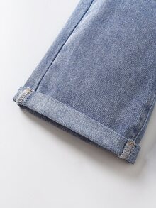 Baby Boy Cute Blue Denim Bib Pants - Light Wash - View 7
