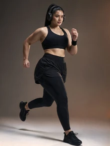Powerista Women's Plus Size Solid Color Casual Daily Sports Bra Breathable Gym Workout Fitness Running Going Out Training Fashion Casual Black Adjustable - Black - View 7