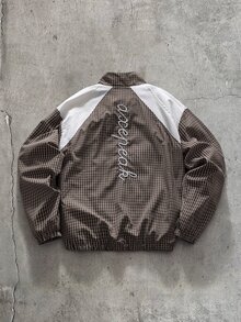 AXEPEAK Men's Plaid Zip-Up Casual Loose Fit Jacket - Brown - View 2