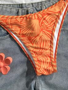 SHEIN Swim 2026春夏贝壳印花比基尼套装，简约时尚分体式泳装，适合海滩度假，显瘦沙滩俱乐部女装比基尼套装，女士度假装 - 彩色 - 查看 7