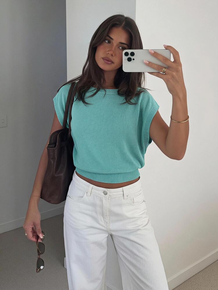 Siren Gaze Women's Casual Fashion Versatile Knit Top - Blue - View 1