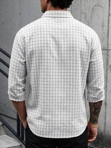 SLATEMANN Men's Mature Vacation Linen Long Sleeve Shirt - White - View 2