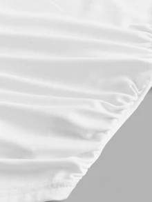 SHEIN Girlism تي شيرت كاجوال طويل الأكمام بياقة طاقم مع كشكشة واتساع أسفل للفتيات في سن المراهقة، بوقع رفيع - أبيض - مشاهدة 4