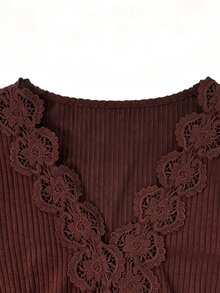 Linhara CURVE Gaun Rajut Elegan dan Kasual untuk Wanita Ukuran Besar, Cocok untuk Musim Gugur. - Burgundy - View 7