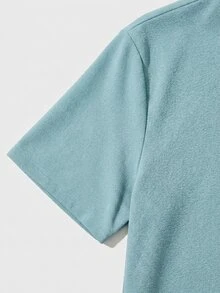 GETOML Men's Letter Graphic Short Sleeve Knit T-Shirt And Shorts 2 Pieces Casual Set - Green - View 4