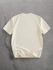 GETOML Men's Solid Color Crew Neck Casual Versatile Daily Short Sleeve T-Shirt - Apricot - View 4