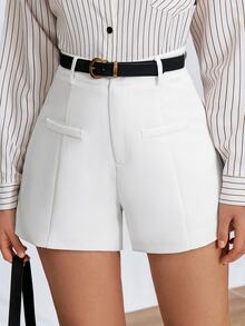 RosyDaze High Waist Wide Leg Shorts Without Belt For Summer - White - View 6