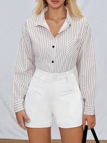 RosyDaze High Waist Wide Leg Shorts Without Belt For Summer - White - View 8