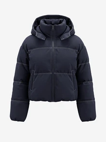 Livesso Women's Winter Navy Blue Hooded Drawstring Long Sleeve Thick Padded Pocket Decor Loose Padded Coat - Navy Blue - View 7