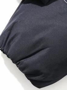 Livesso Women's Winter Navy Blue Hooded Drawstring Long Sleeve Thick Padded Pocket Decor Loose Padded Coat - Navy Blue - View 9