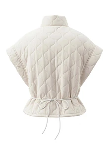 Livesso Women's Solid Color Zipper Front Casual Vest Winter Coat - White - View 9