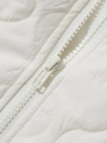 Livesso Women's Solid Color Zipper Front Casual Vest Winter Coat - White - View 11