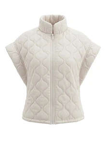 Livesso Women's Solid Color Zipper Front Casual Vest Winter Coat - White - View 8