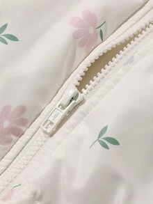 Livesso Áo khoác phao dáng rộng nữ mùa đông màu trắng, có mũ, dây rút, tay dài, dày dặn, trang trí túi - trắng - Xem 9