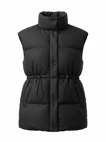 Livesso Women's Minimalist Button Vest Padded Coat, Comfortable For Winter Jacket - Black - View 8