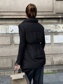 Livesso Women's Minimalist Button Vest Padded Coat, Comfortable For Winter Jacket - Black - View 7