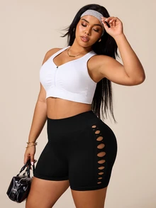 Rhythm Era 1pc + Regular Shorts + Mesh + Basic Style/Black + Sports Shorts + Seamless Yoga - Black - View 6