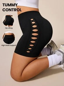 Rhythm Era 1pc + Regular Shorts + Mesh + Basic Style/Black + Sports Shorts + Seamless Yoga - Black - View 1
