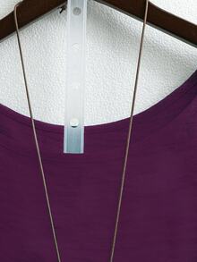 Linhara Plus Size Women's Round Neck Casual/Daily/Outing/Simple/Leisure/Vacation Textured Green Pullover Top, Spring/Summer - Violet Purple - View 6