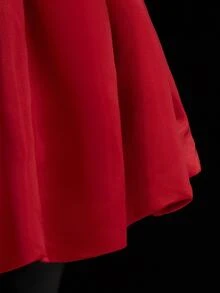 SHEIN ICON Women's Red Pearl Decor Backless Halter Mini Dress, Red - Red - View 6