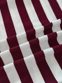 Sundraya Women's Casual Striped Print Short Sleeve Top For Summer - Red and White - View 4