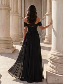 Coutiva Gaun Malam Formal Elegan untuk Wanita - Hitam - View 3