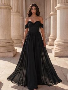 Coutiva Gaun Malam Formal Elegan untuk Wanita - Hitam - View 4