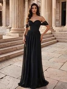 Coutiva Gaun Malam Formal Elegan untuk Wanita - Hitam - View 6