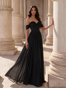 Coutiva Gaun Malam Formal Elegan untuk Wanita - Hitam - View 2